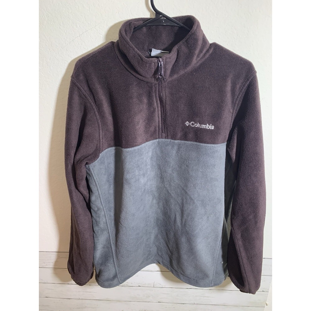 Columbia Mens 1/4 Zip‎ Fleece Colorblock Brown/Gray  Size M